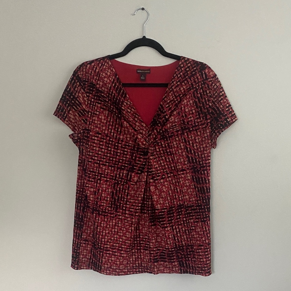 George Women's Red and Black Patterned Blouse